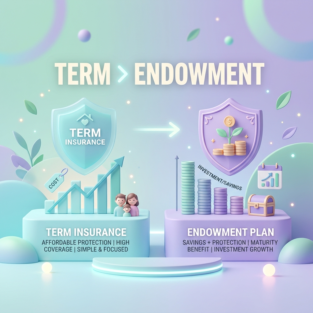 Term Insurance vs Endowment Plans: Why Mixing Them Kills FIRE